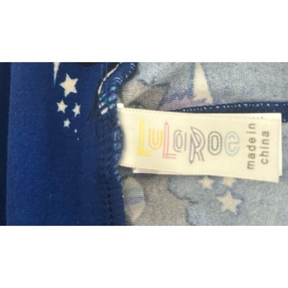 Lula Roe One Size Blue Smiling Cat Sitting On The Moon Leggings Sleepwear - Picture 5 of 10